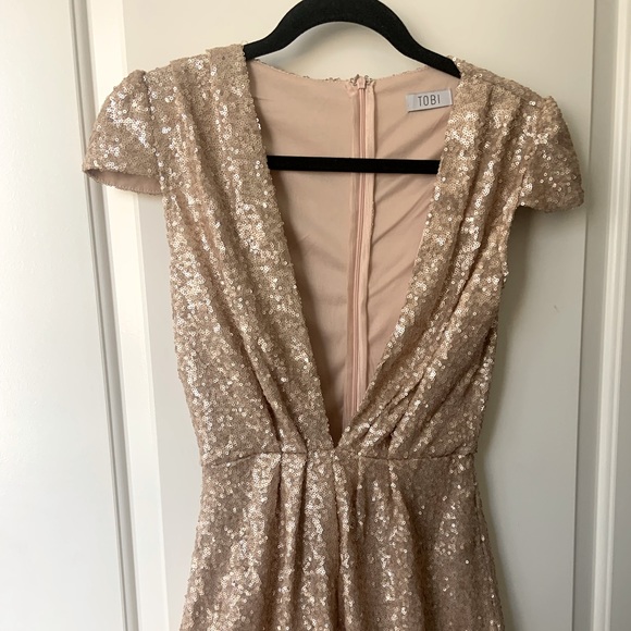 Gold Deep V Romper - Picture 1 of 6